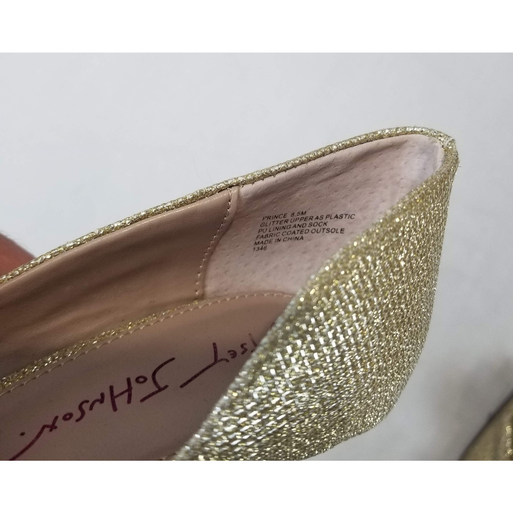 Betsey Johnson Heels Prince Womens 8.5 Glitter Gold 4" Heels Stilettos Bow - Picture 5 of 7